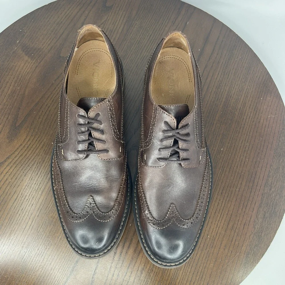 Vionic Bowery Bruno Shoes Men's 10 Brown Leather‎ Wingtip Oxford Brogue Dress